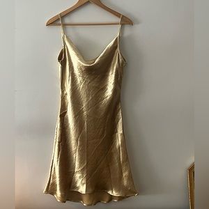 VRG GRL Gold Slip Dress